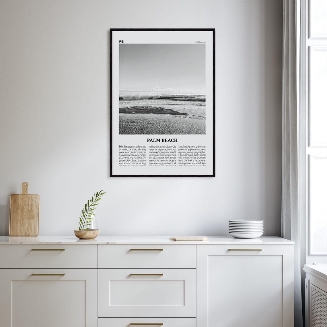 Palm Beach Black and White Travel Poster, Florida - Image 2