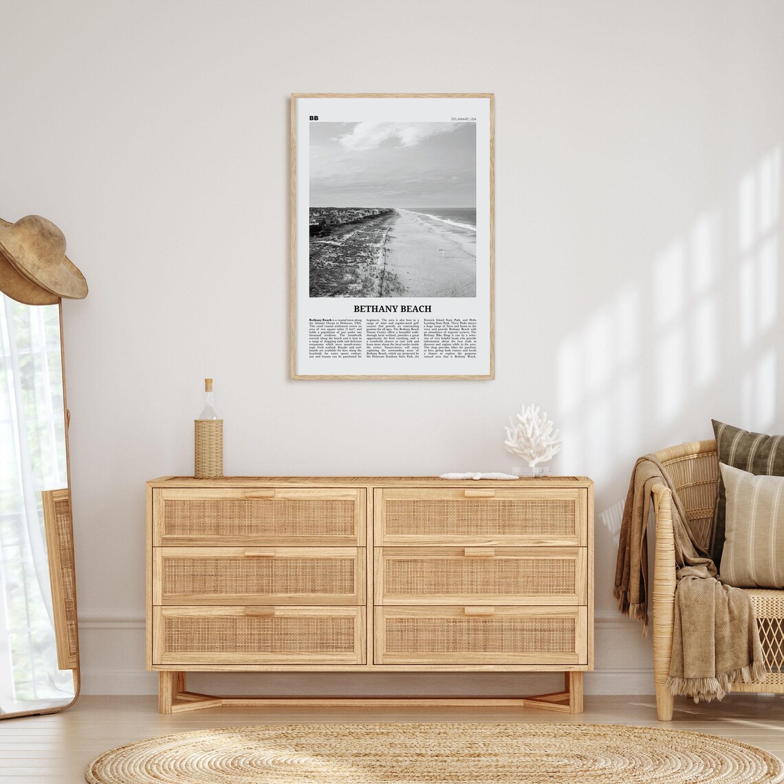Bethany Beach Print Black And White Bethany Beach Wall Art Bethany Beach Poster Bethany Beach Photo Bethany Beach Map Delaware Usa - Image 4