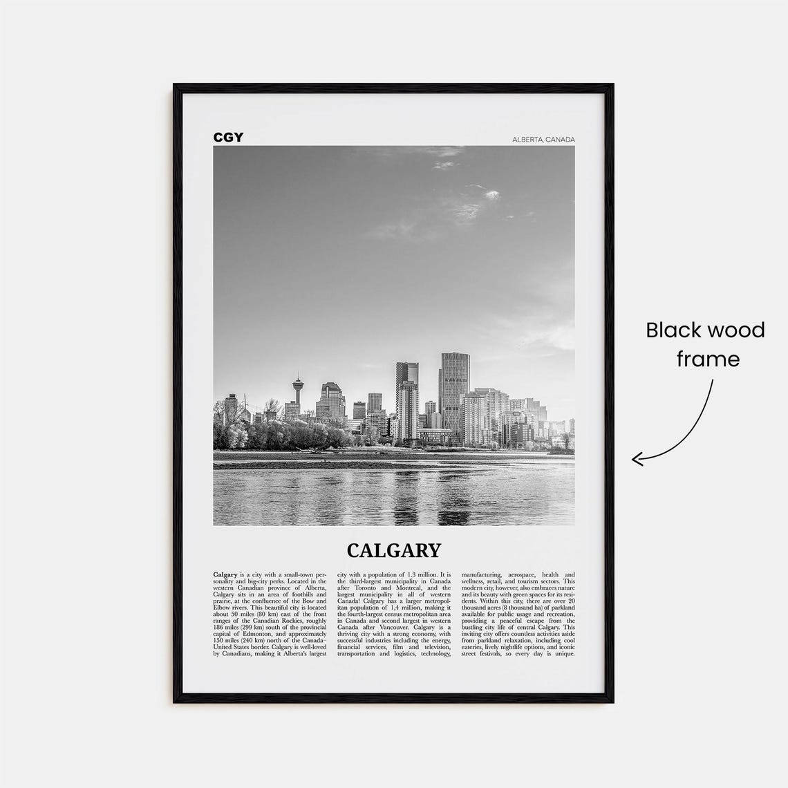 Calgary Black and White Travel Poster, Alberta Canada - Image 3