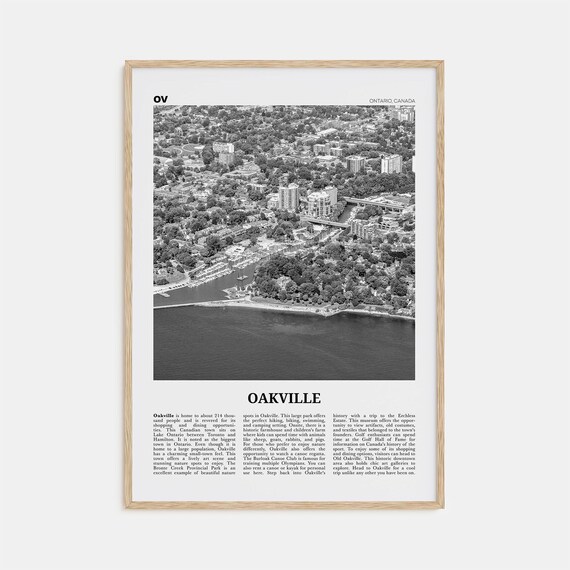Oakville Black and White Map Art Print, Ontario