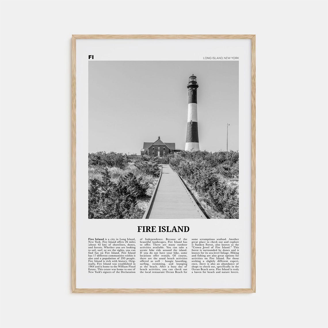 Fire Island Black and White Travel Poster
