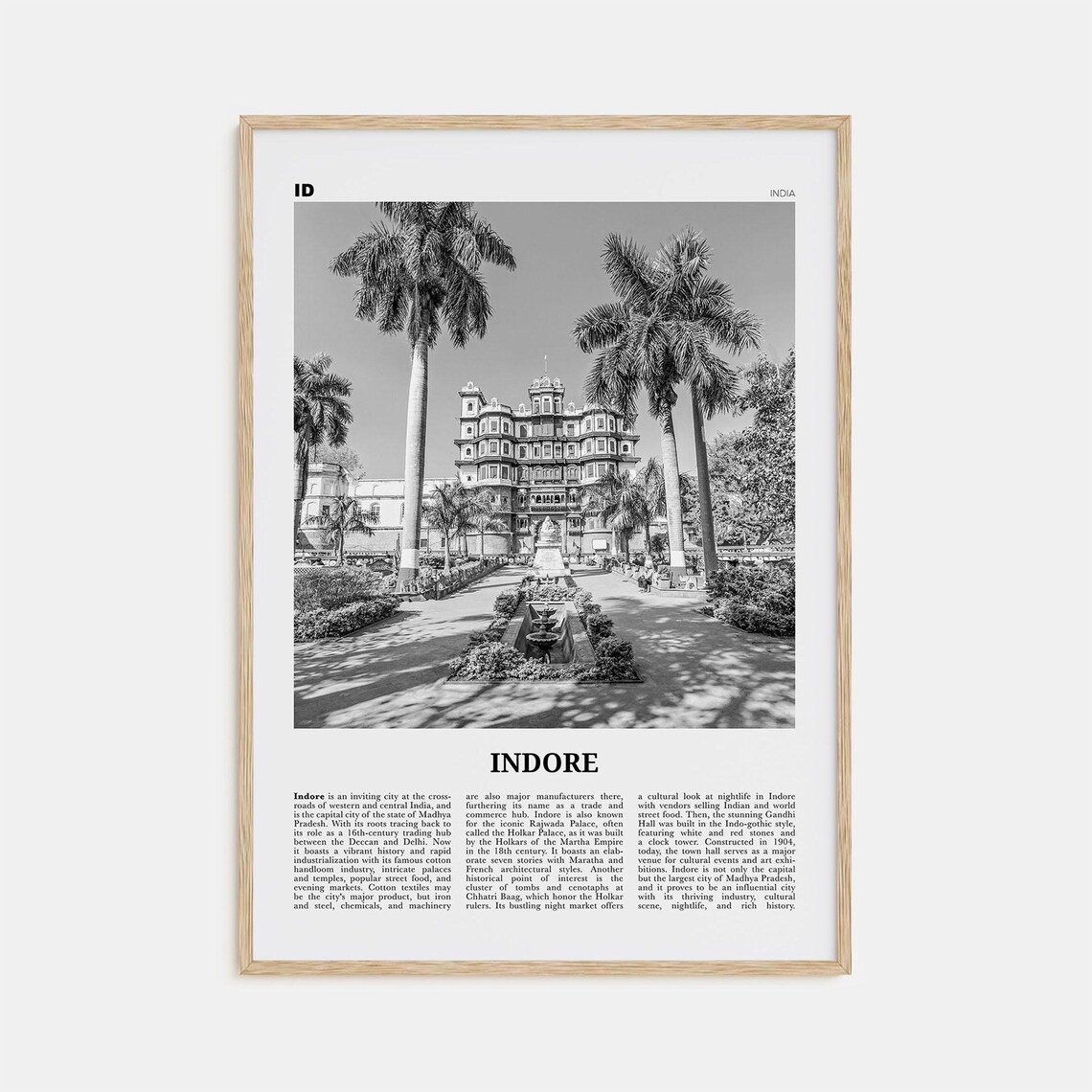 Indore Print Black And White Indore Wall Art Indore Poster Indore Photo Indore Wall Dcor Indore Map India