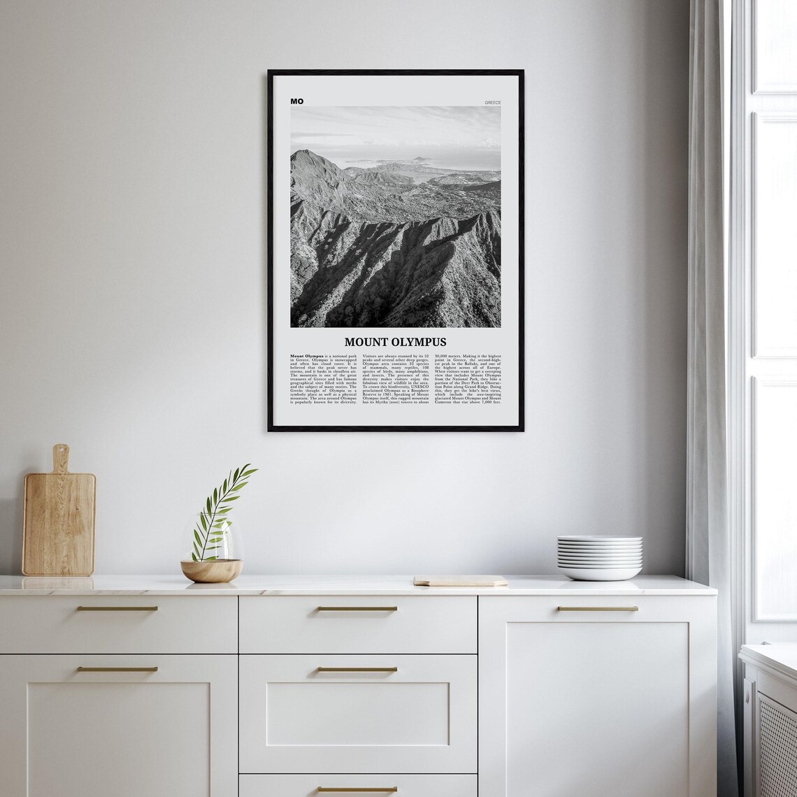 Mount Olympus Black and White Art Print, Greece - Image 2