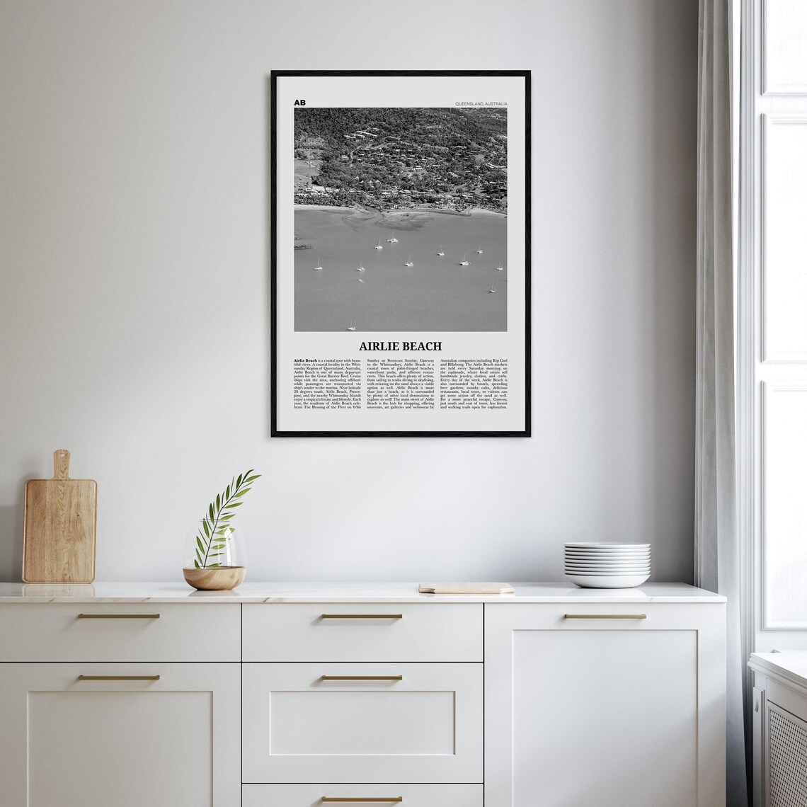 Airlie Beach Black And White Travel Poster - Image 2