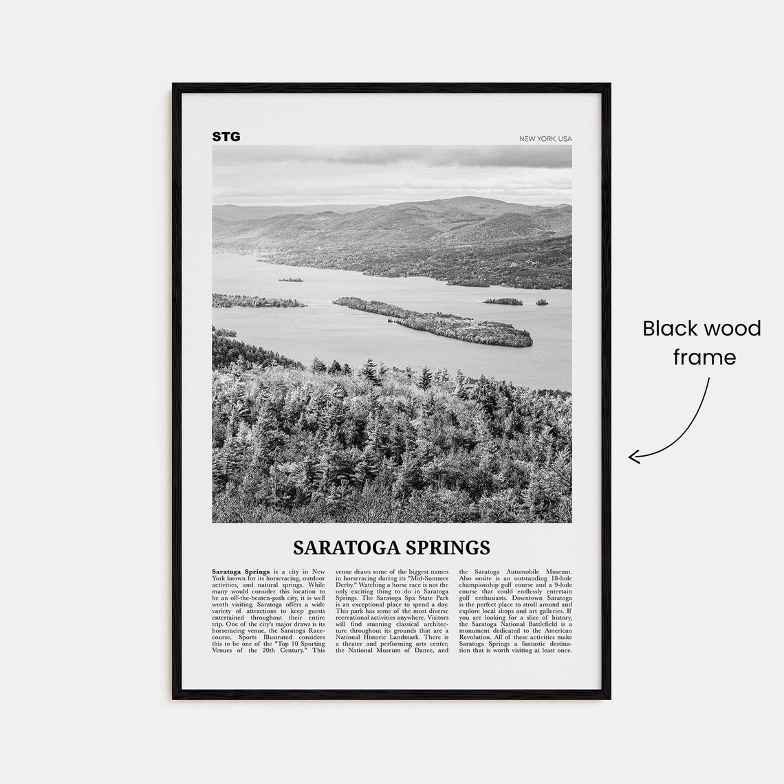 Saratoga Springs Black and White Travel Poster - Image 3