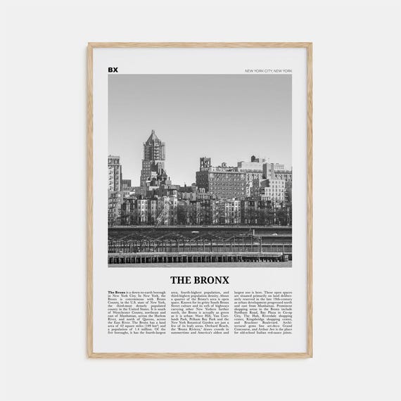The Bronx Black And White New York Travel Poster Print