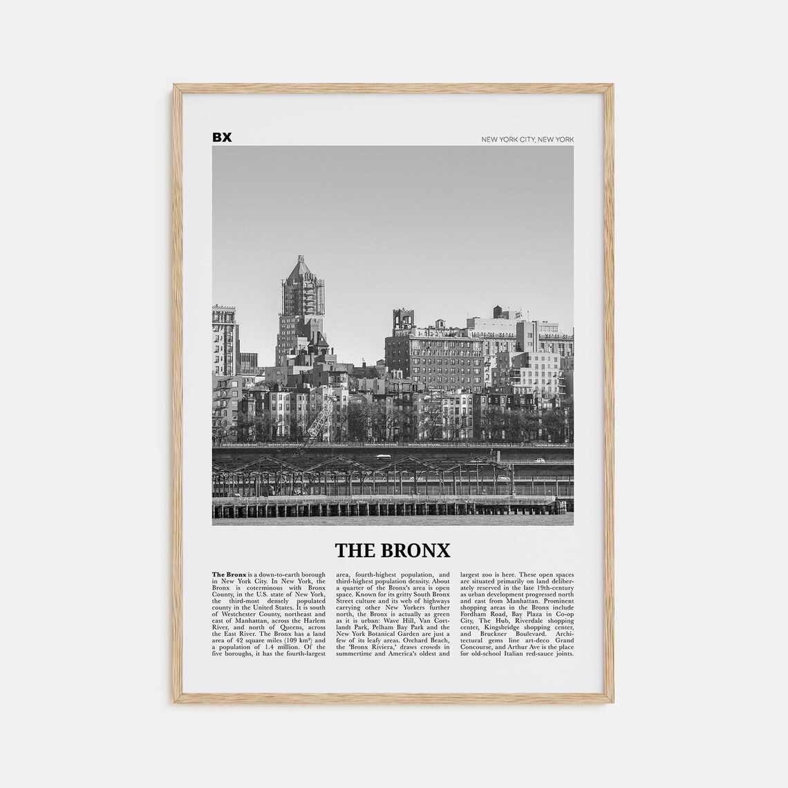 The Bronx Black And White New York Travel Poster Print