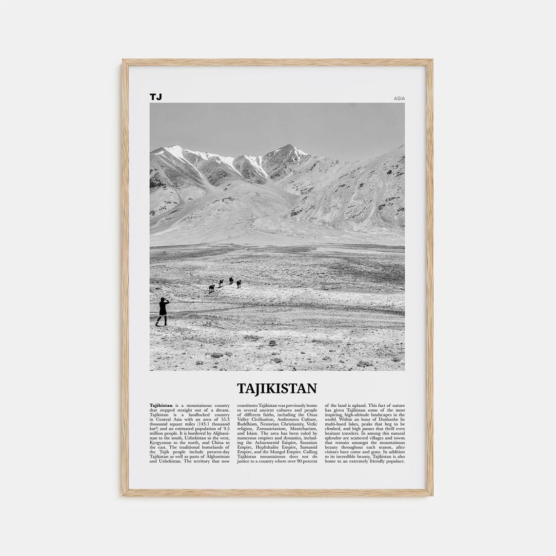 Tajikistan Print Black And White Tajikistan Wall Art Tajikistan Poster Tajikistan Photo Tajik Dushanbe Asia