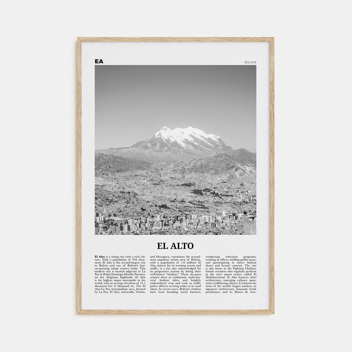El Alto Print Black And White El Alto Wall Art El Alto Poster El Alto Photo El Alto Wall Decor Bolivia La Paz South America