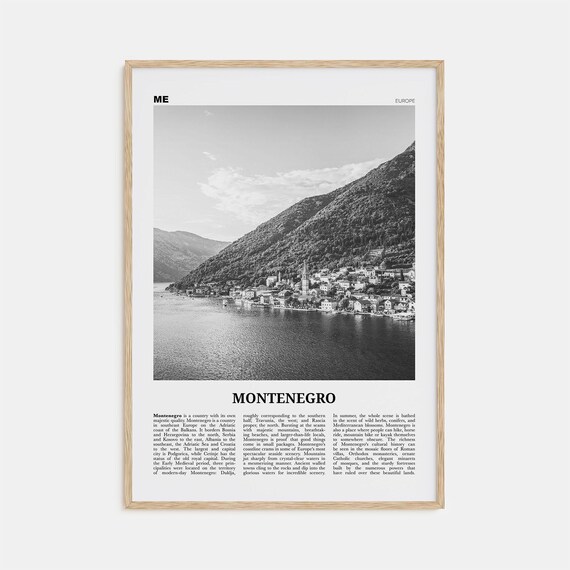 Montenegro Black and White Travel Poster, Europe