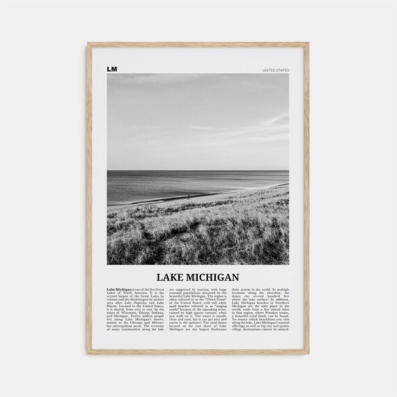 Lake Michigan Black and White Travel Poster Art