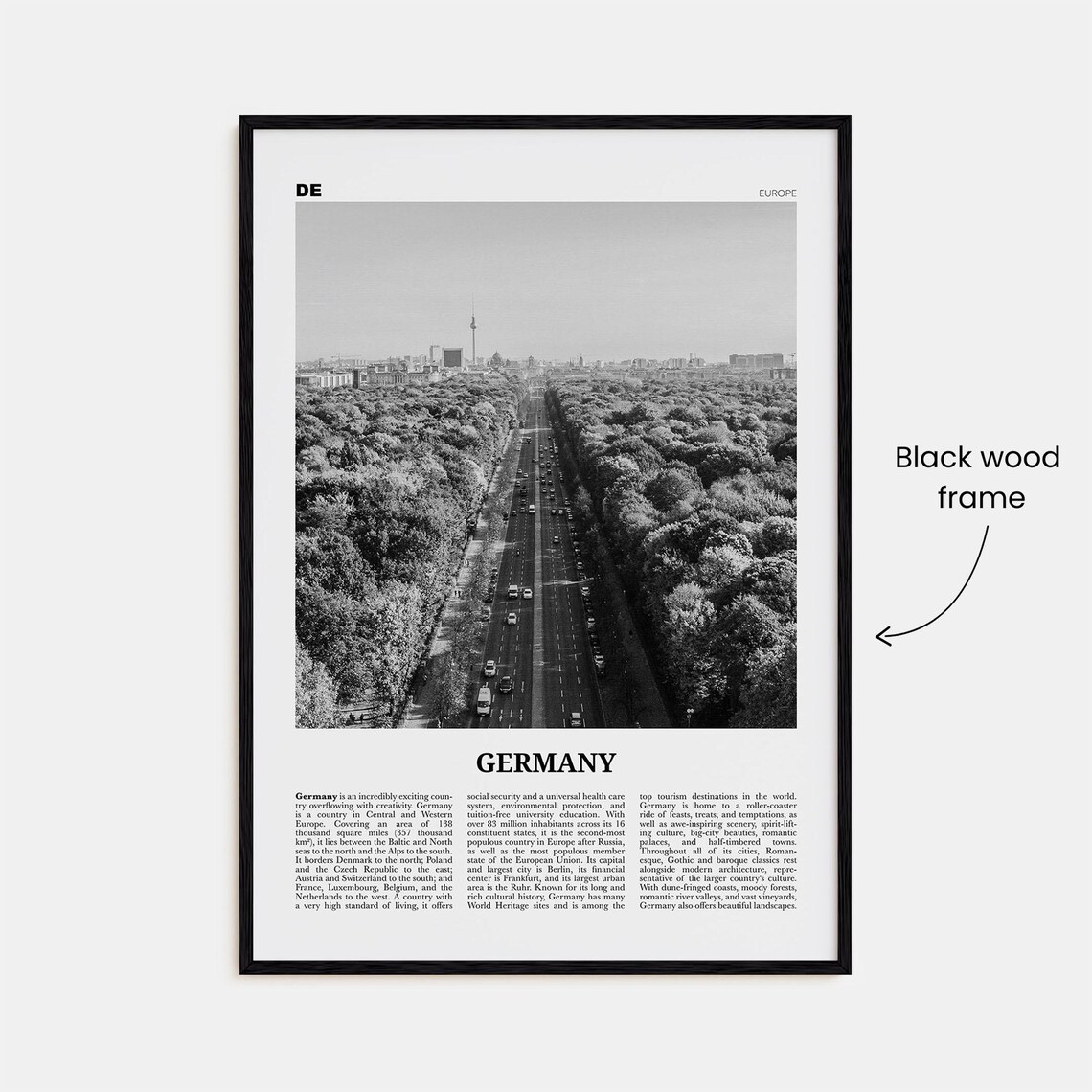 Germany and Berlin Black and White Europe Art Print - Image 3
