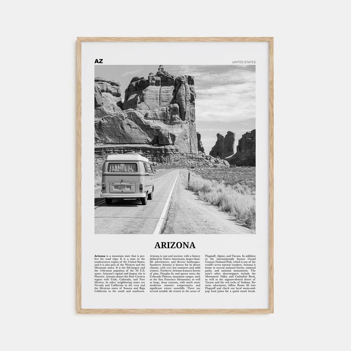 Arizona Black and White No. 2 Travel Poster