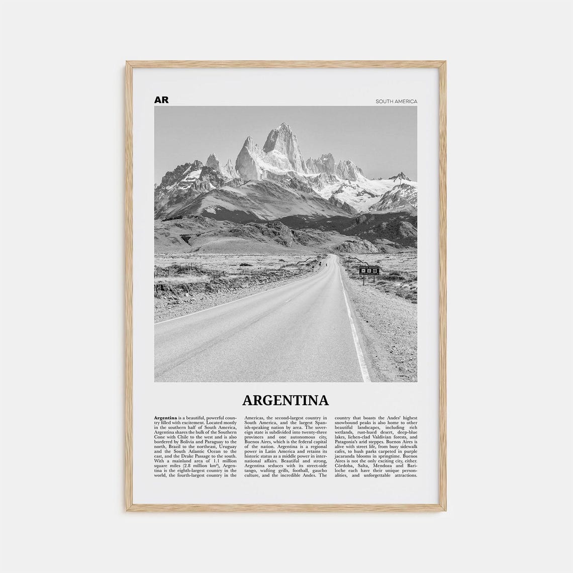 Argentina Black and White Travel Poster, Buenos Aires