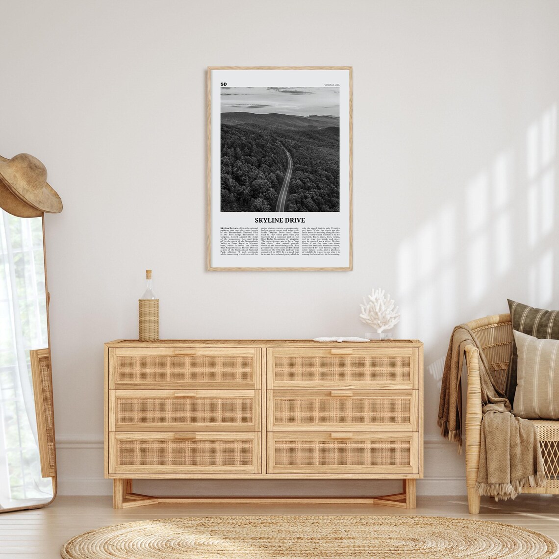 Skyline Drive Black and White Travel Poster Map - Image 4