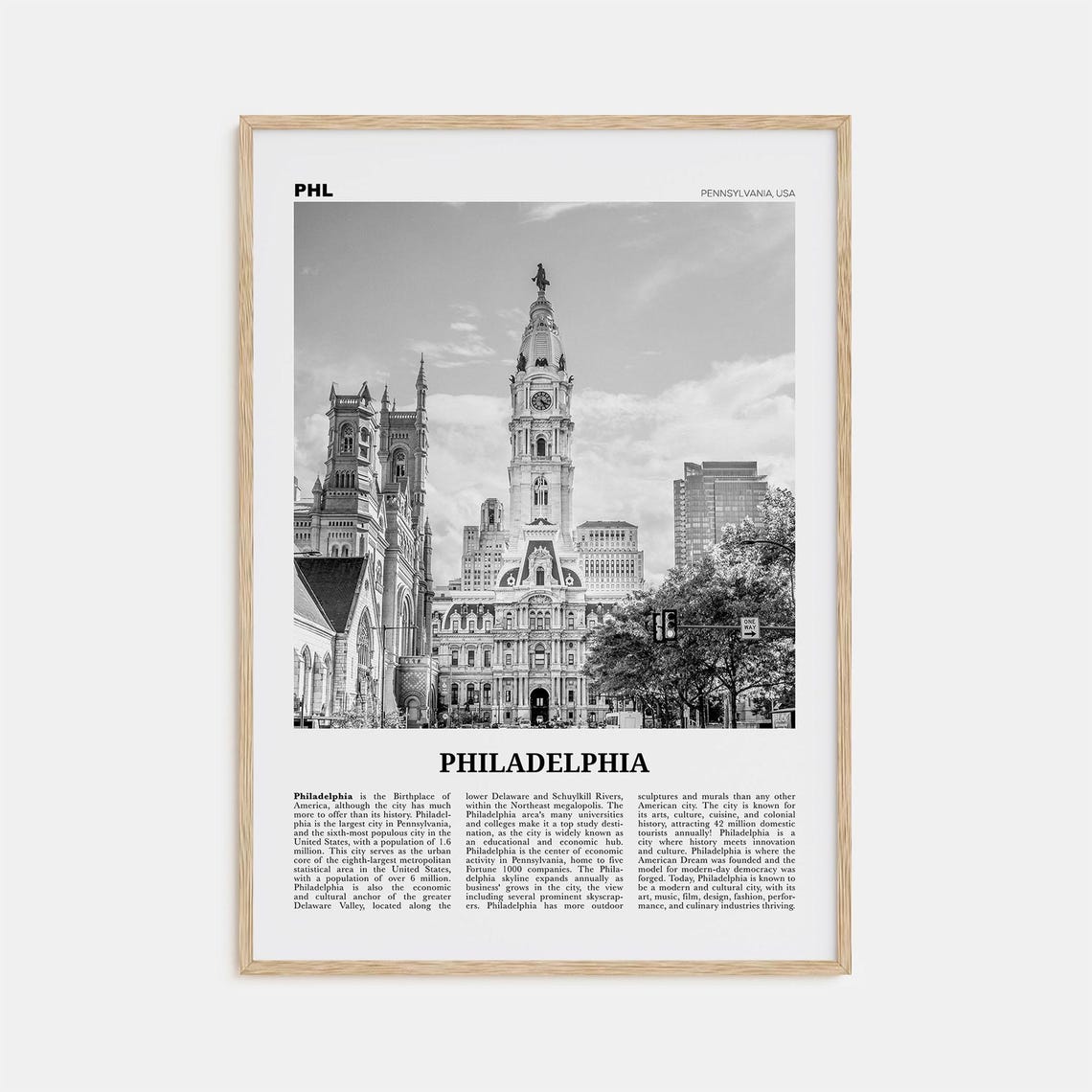 Philadelphia Black And White Travel Poster