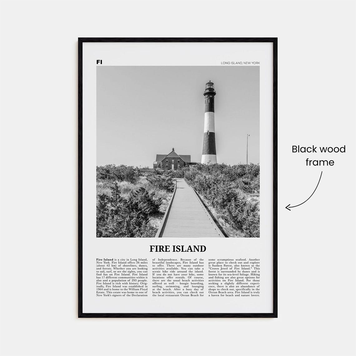 Fire Island Black and White Travel Poster - Image 3