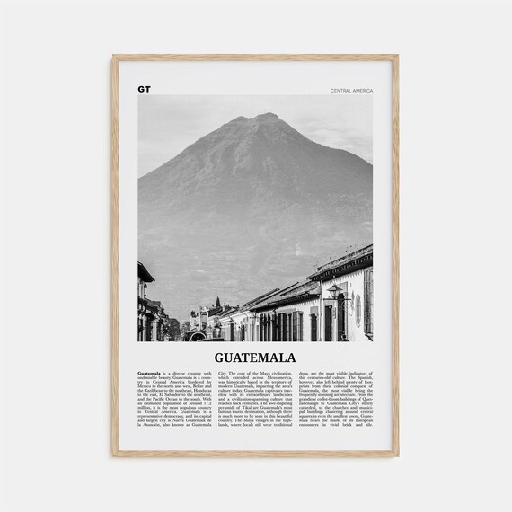 Guatemala Black and White Travel Poster, Central America