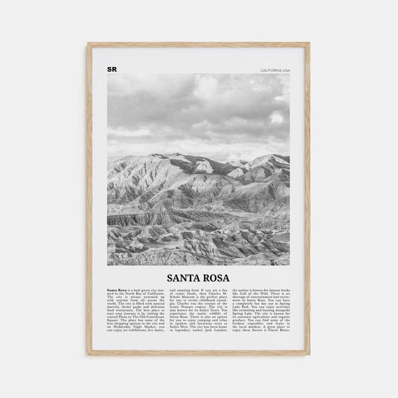 Santa Rosa, California Black and White Poster