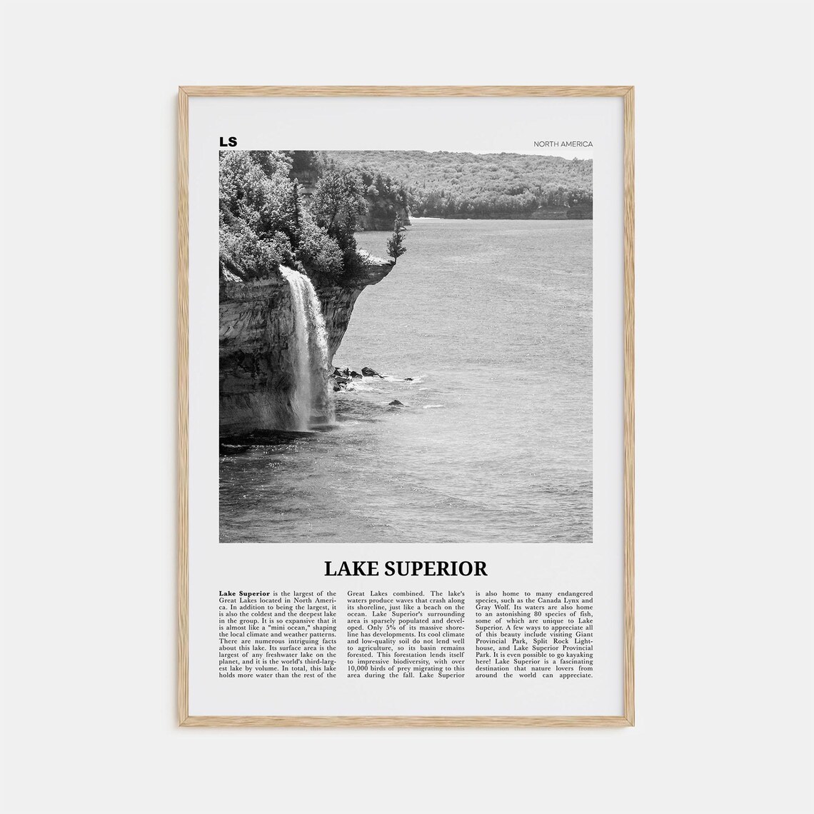 Lake Superior Black and White Travel Poster Print