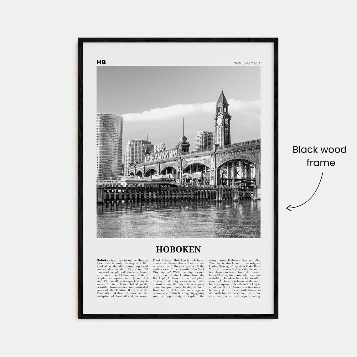 Hoboken Black and White No. 2 New Jersey Art Print - Image 3