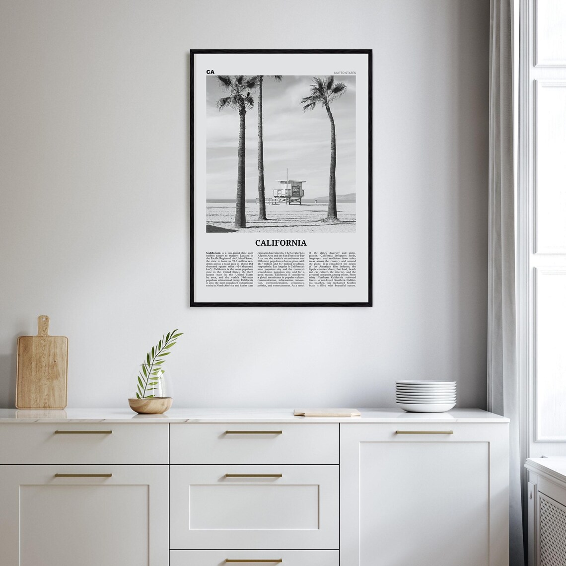 California Black and White Travel Poster, North America - Image 2