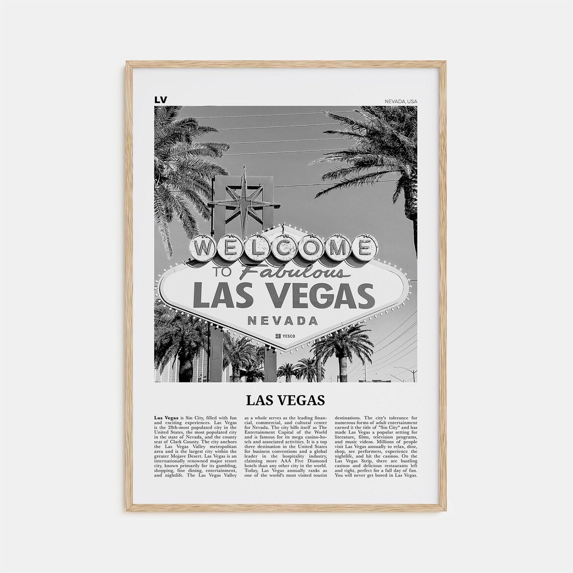 Las Vegas Black and White No. 3 Travel Poster