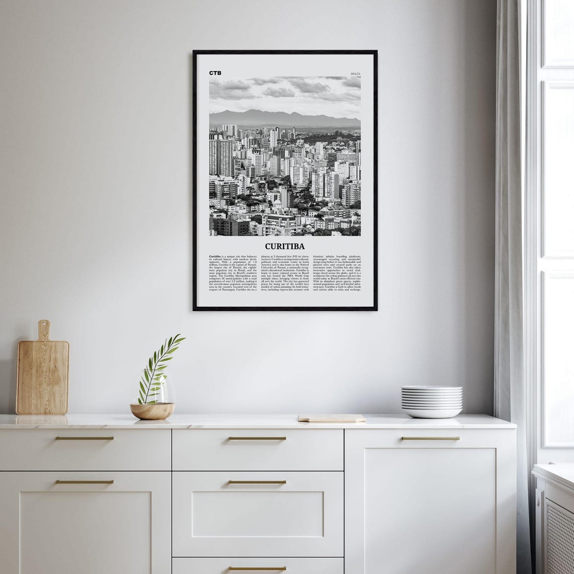 Curitiba Black and White Travel Poster, Brazil - Image 2