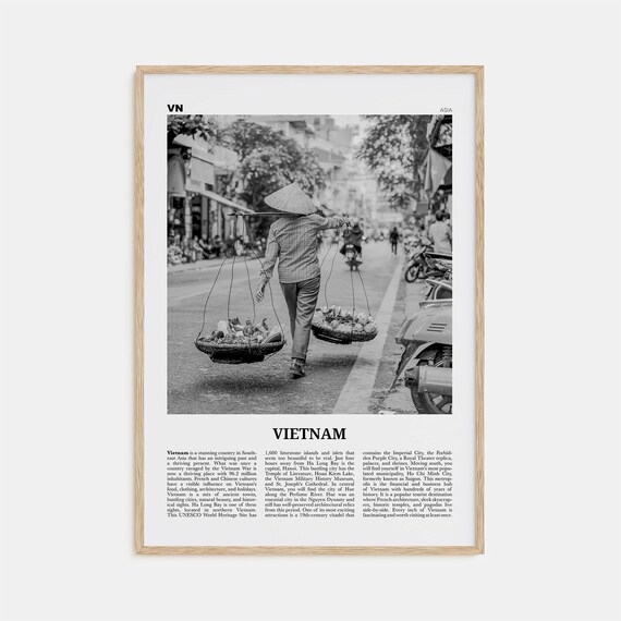 Vietnam Black and White Travel Poster, Ho Chi Minh