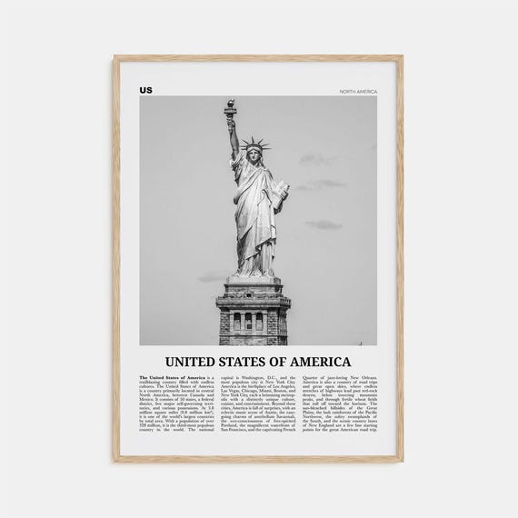 United States Of America Black And White Art Print