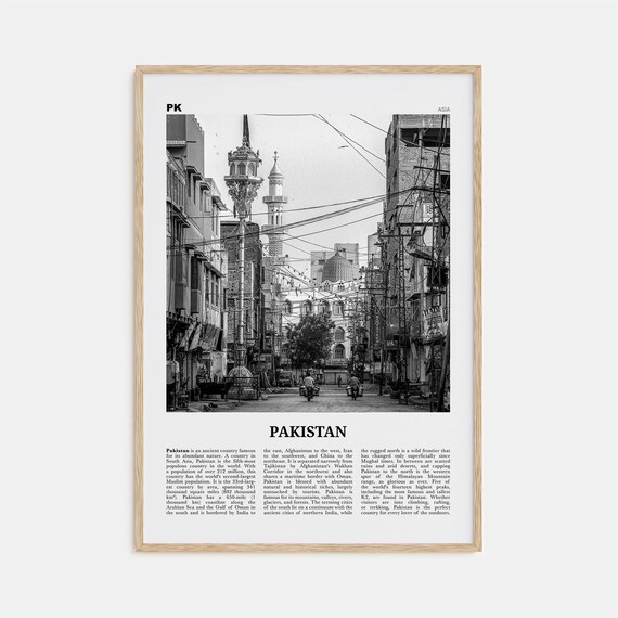 Pakistan Black and White Travel Poster, Asia