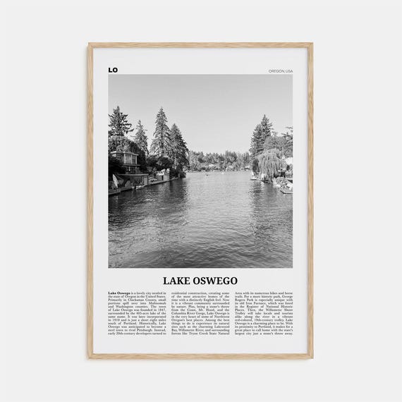 Lake Oswego Black and White Travel Poster, Oregon