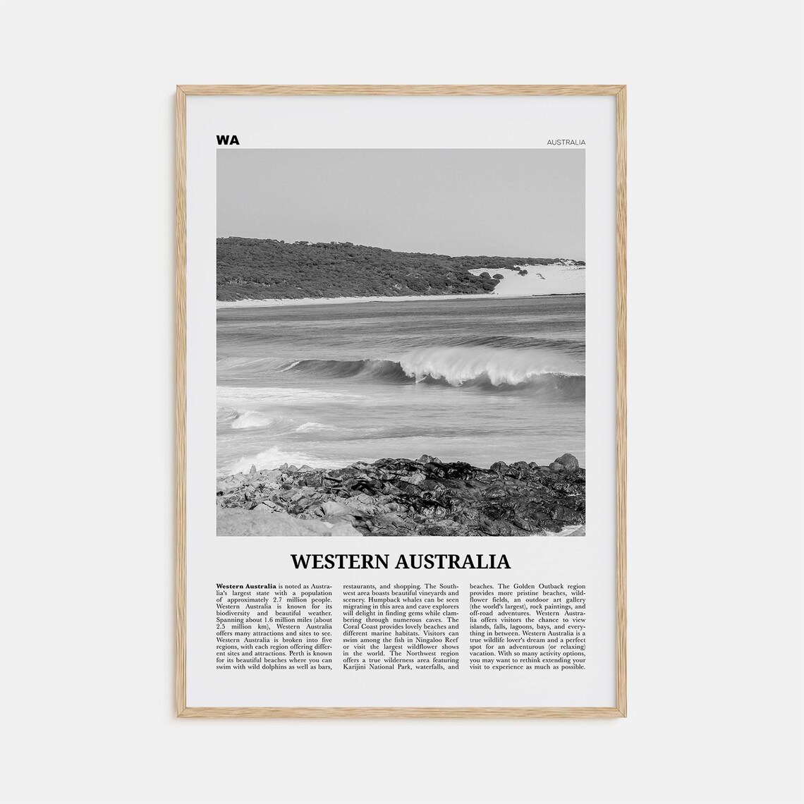 Western Australia Black And White Travel Poster