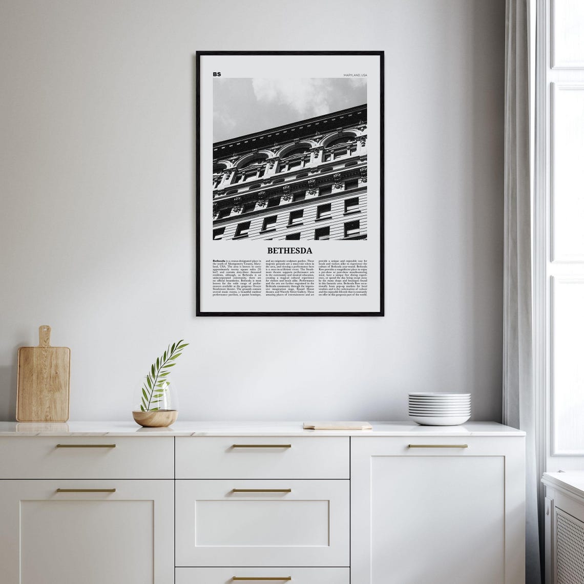 Bethesda Print Black And White Bethesda Wall Art Bethesda Poster Bethesda Photo Bethesda Map Maryland Usa United States - Image 2