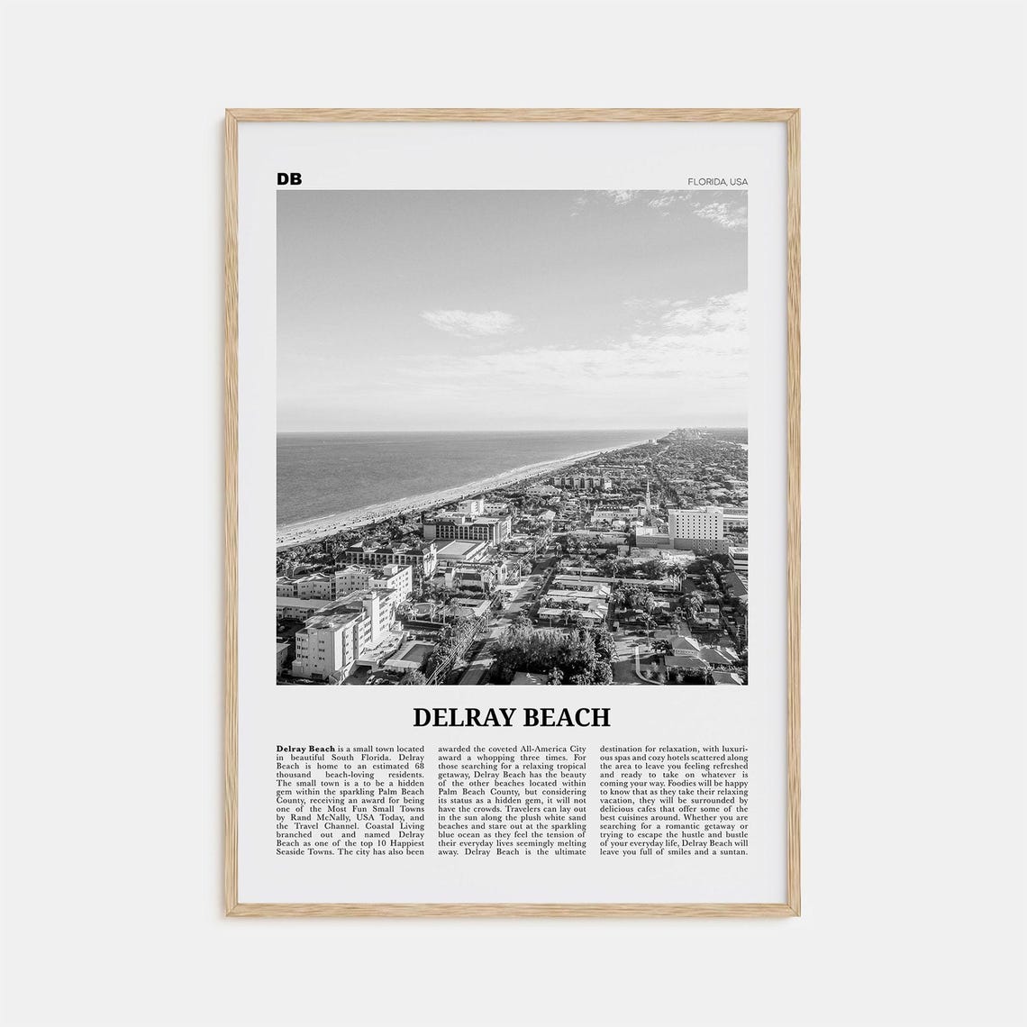 Delray Beach Black And White Travel Poster