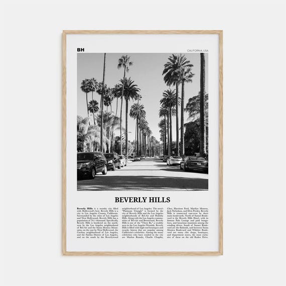 Beverly Hills Black And White Travel Poster