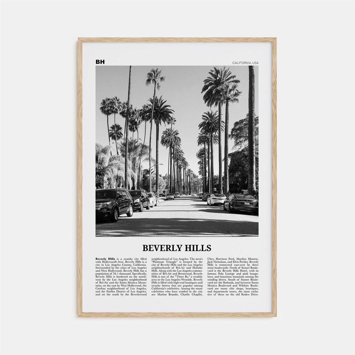 Beverly Hills Black And White Travel Poster