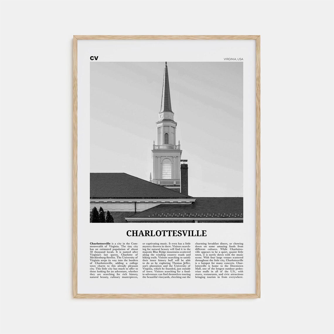 Charlottesville Black and White Art Print No. 1