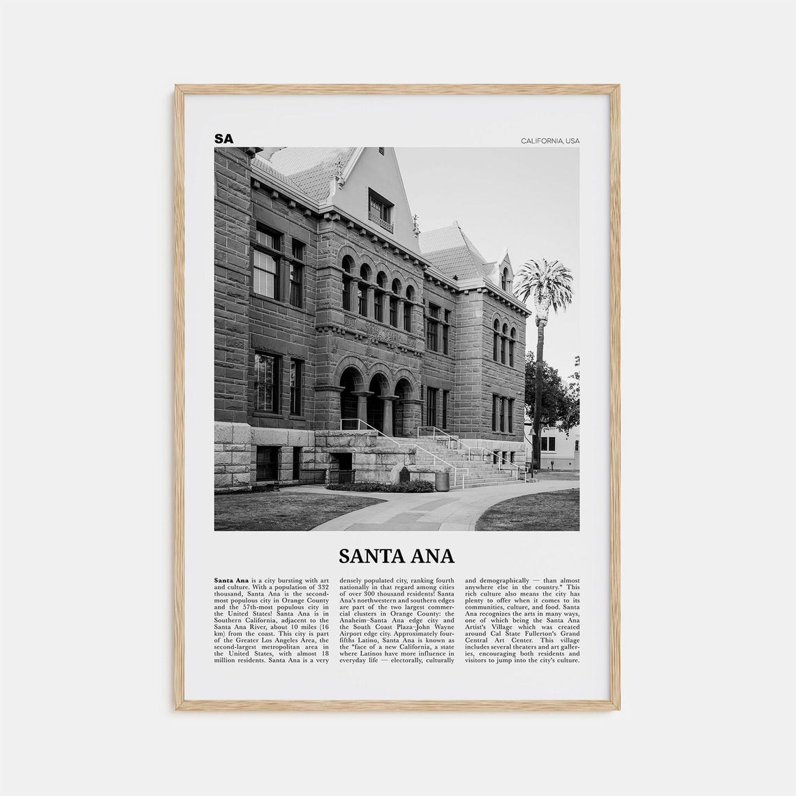 Santa Ana Print Black And White Santa Ana Wall Art Santa Ana Poster Santa Ana Photo California Usa United States North America