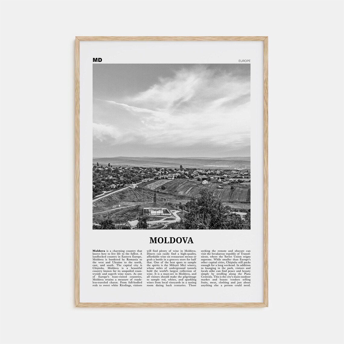 Moldova Travel Poster, Chiinu Black And White