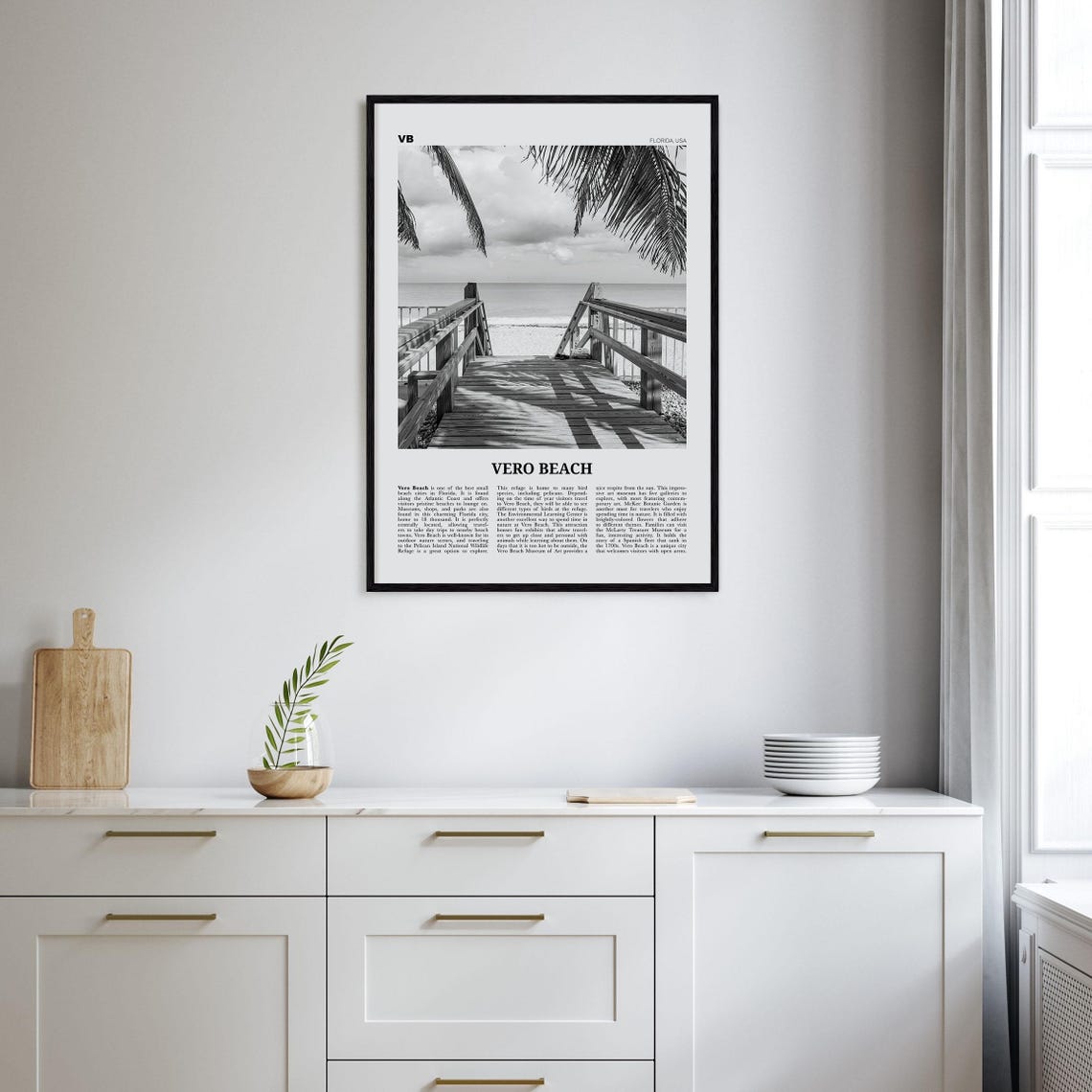 Vero Beach Black And White Travel Poster, Florida Map - Image 2