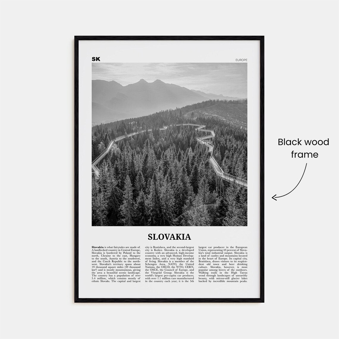 Slovakia Black and White Travel Poster, Bratislava - Image 3