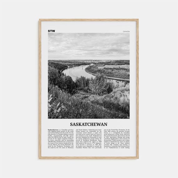Saskatchewan Black and White Travel Poster Print
