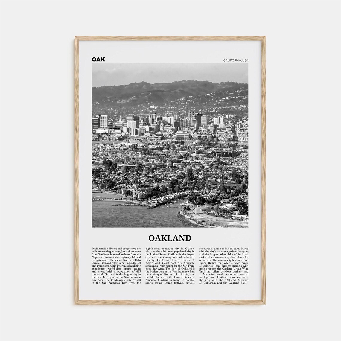 Oakland Black and White Art Print, California
