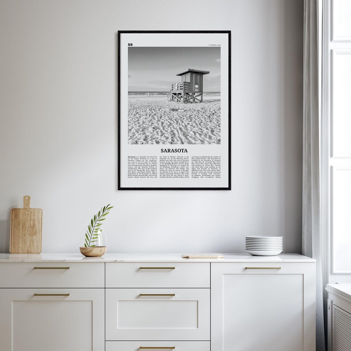 Sarasota Black And White Travel Poster, Florida USA - Image 2