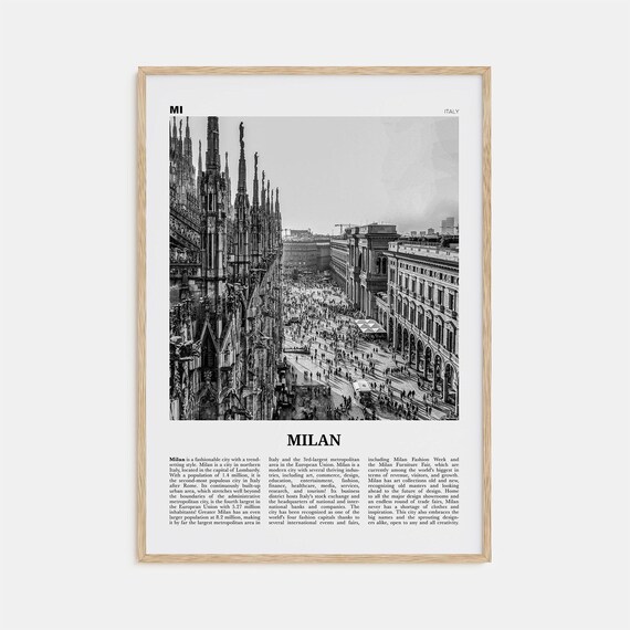 Milan Black and White Art Print, Italy City Poster