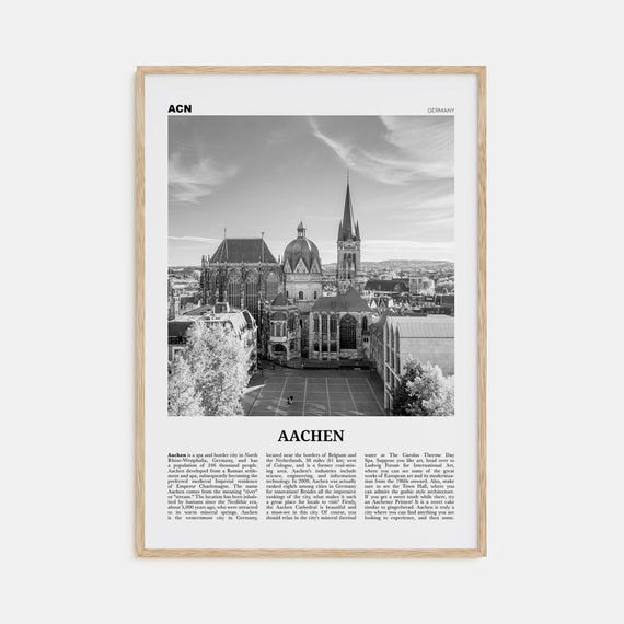 Aachen Black and White Travel Poster, Germany View