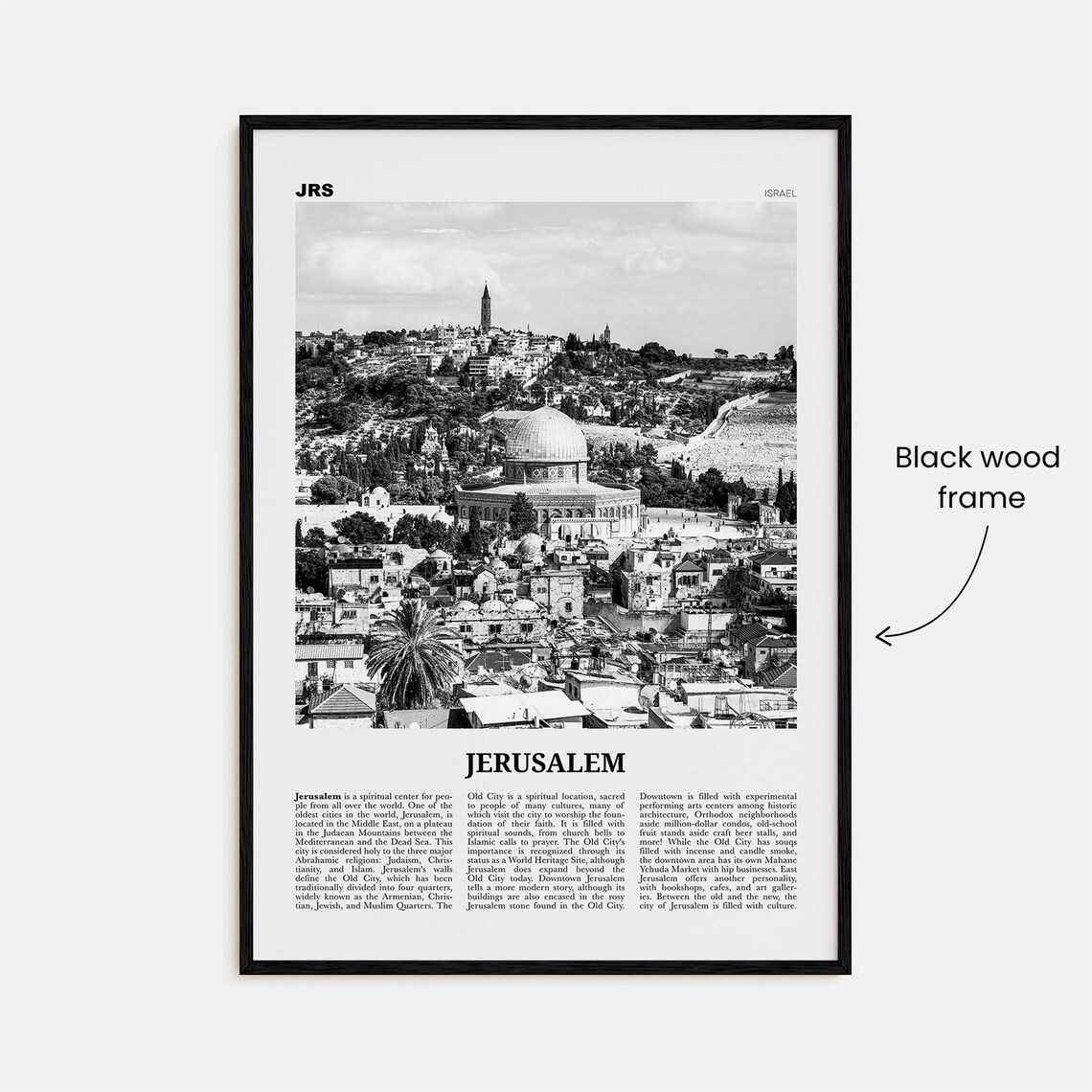Jerusalem Black and White Art Print, Israel Middle East - Image 3