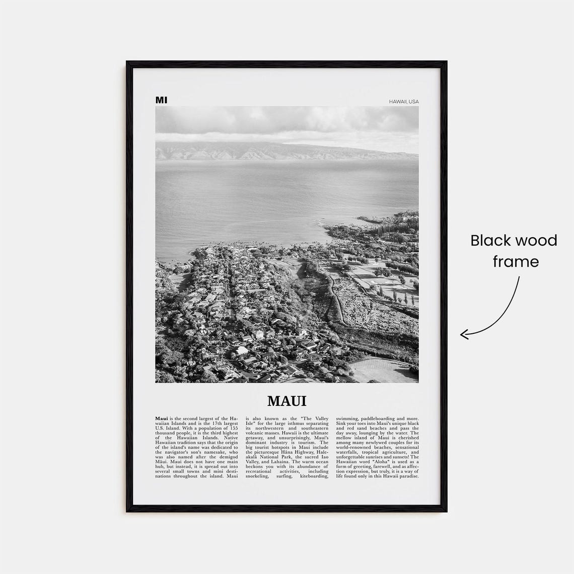 Maui Print Black And White No 2 Maui Wall Art Maui Poster Maui Photo Maui Wall Dcor Hawaii Usa United States North America - Image 3