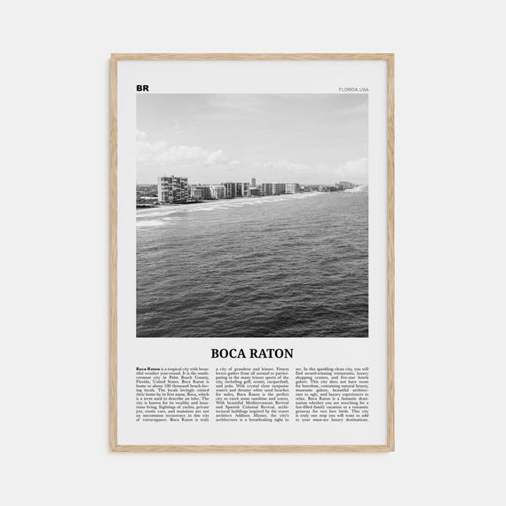 Boca Raton Black and White Travel Poster, Florida